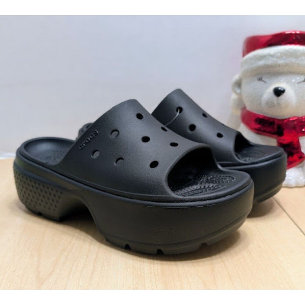 CROCS Black Stomp Slide Chunky Sole Sandals Women's Size 9 NWT